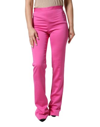Versace Womens High-Waist Viscose Blend Trousers Pink Wool Elastane