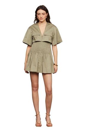 AMUR Genny Smocked Mini in Tree Moss at Nordstrom, Size 8