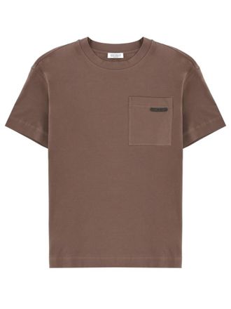 Brunello Cucinelli Brown Solid Crew Neck T-Shirt
