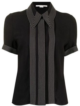 Stella McCartney Rose contrast-stitching top - women - Viscose - 34 - Black