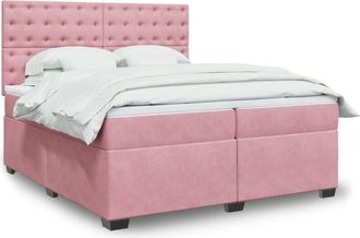 vidaXL Cama Box Spring Con Colch&oacute;n Terciopelo Rosa 200x200 Cm Vidaxl