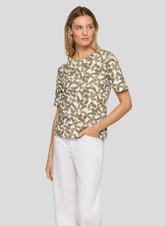 Rabe Rundhalsshirt RABE, Damen, Gr. 36, thymian, Web, Obermaterial: 92% Baumwolle, 8% Elasthan, bedruckt, tailliert h&uuml;ftbedeckend, Rundhals, Shirts Rundhal