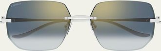 Cartier Rimless Metal Butterfly Sunglasses