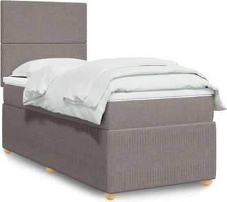 vidaXL Cama Box Spring Con Colch&oacute;n Tela Gris Taupe 80x200 Cm Vidaxl