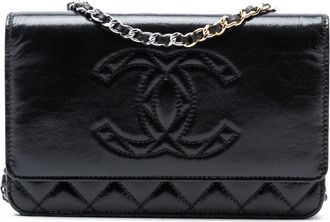 Chanel Borsa a tracolla CC in pelle di vitello lucida con catena 2020 - Nero