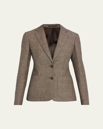 Burberry Prince of Wales Check Wool-Linen Single-Breasted Jacket