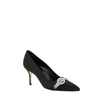 Manolo Blahnik Womens Black Asapump Satin Pumps