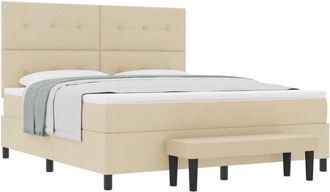 vidaXL Box Spring Bed with Mattress Cream 180 x 200 cm Fabric vidaXL