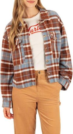 Hurley Roam Boxy Flannel Button-Up Shirt in Sailing at Nordstrom, Size X-Large