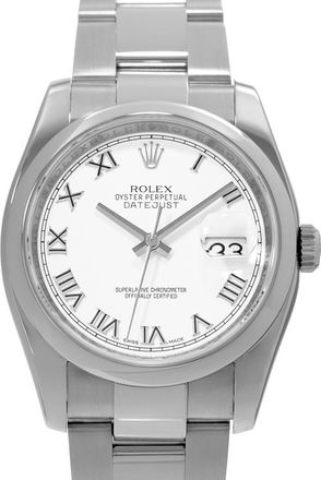 Rolex Pre-owned Rolex Datejust 36 Automatic Chronometer White Dial Mens Watch 116200 WRO