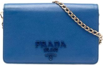 Prada Pre-owned Cross Body Bags, female, Blue, Size: ONE SIZE Pre-owned Leather Crossbody Bag