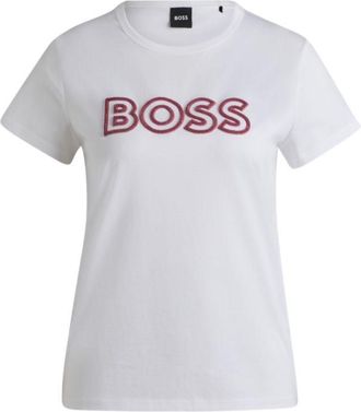 BOSS Mercerized-cotton T-shirt with logo detail
