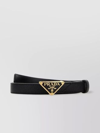 Prada leather belt with adjustable length and gold-tone hardware
