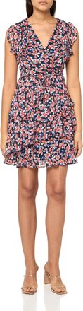 Tommy Hilfiger Womens Nantucket Blossom Chiffon Dress, Sky Captain/Grenadine, 14