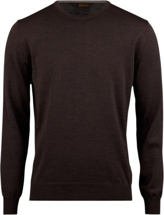 Stenstr&ouml;ms Bruine Merinowol Ronde Hals Sweater - Heren - Ronde hals truien - Bruin - 3XL - Wol - Truien & Vesten
