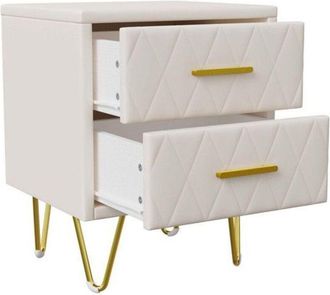 OEM Mesa De Noche - Madera - 2 Cajones - Dise&ntilde;o Moderno - 40x35x55 Cm - Blanco/roble Claro