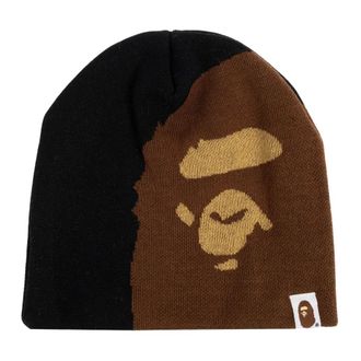 A Bathing Ape Beanies, male, Black, Size: ONE SIZE Ape Head Knit Hat