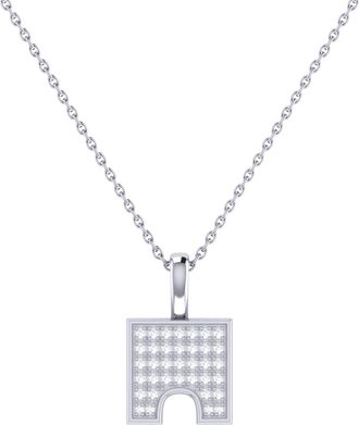 LuvMyJewelry City Arches Square Sterling Silver Diamond Chain Pendant