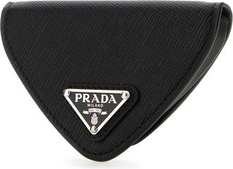Prada Mens Leather Coin Purse Black Calfskin
