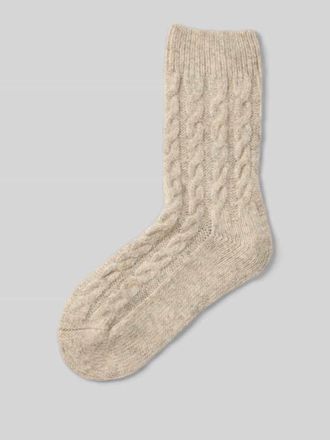 Camano Socken mit Zopfmuster in Beige, Gr&ouml;&szlig;e 35-38