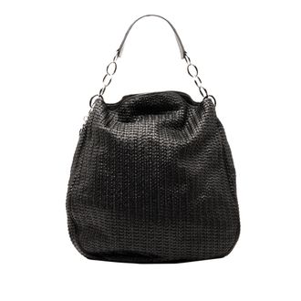 Dior Pre-owned Womens Woven Lambskin Soft Lady Hobo - Black Leather - One Size