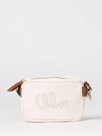 Chlo&eacute; Borsa in canvas di cotone con logo ricamato