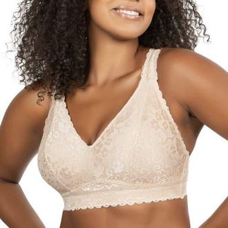 Affinitas Adriana Wire-Free Lace Bralette in Bare at Nordstrom, Size 30K