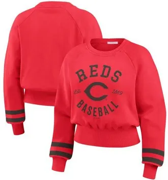 WEAR by Erin Andrews Womens WEAR by Erin Andrews Red Cincinnati Reds Vintage Washed Cropped Pullover Sweatshirt at Nordstrom, Size Xx-Large