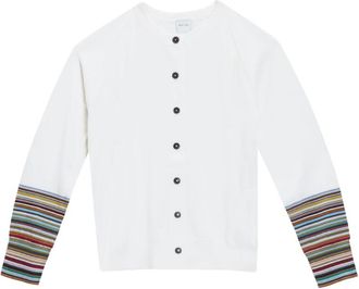 Paul Smith Cardigan Merinos Maniche Stripes - Dames - Vesten - Wit - L - Wol - Truien & Vesten
