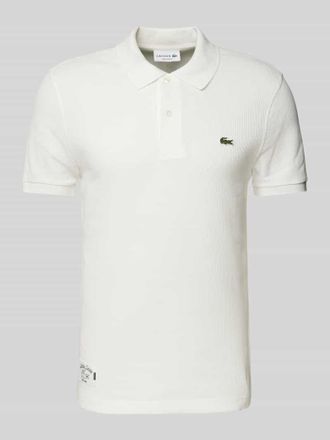 Lacoste Slim Fit Poloshirt mit Label-Patch in Offwhite, Gr&ouml;&szlig;e L