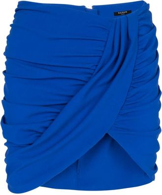Balmain Gedrapeerde jersey rok - Dames - Korte rokken - Blauw - S - Rokken