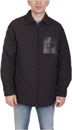 Emporio Armani Diamond-gewatteerde nylon blouson met logozak - Heren - Zomerjassen - Zwart - 2XL - Nylon - Jassen