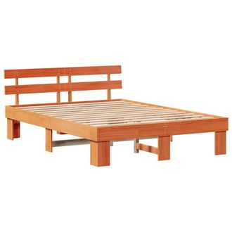 Berkfield Home Bed Frame with Headboard Wax Brown 150x200 cm Solid Wood Pine