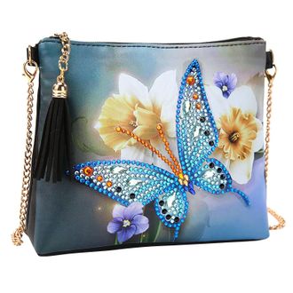 Generic Kits For Kids And Adult Body Handbag With Chain 5D DIY Arts Craft Makeup Shoulder Bag Zipper For Beauty Purse Scarfs for Handbag (Blue, One Size)