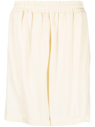 BONSAI elasticated-waistband wool Bermuda shorts - Neutrals