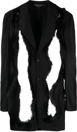 Comme Des Garçons faux fur-embellished single-breasted blazer - men - Polyester/Wool - M - Black