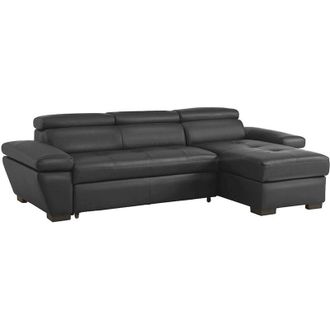 Vente-Unique Vente-unique - Divano letto angolare in pelle Antracite - Angolo a destra - jonova
