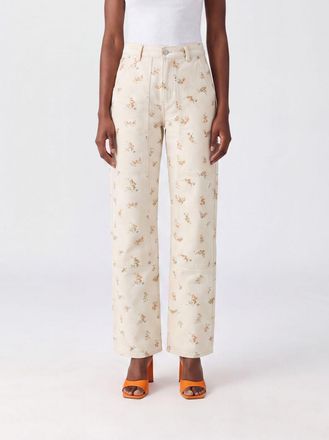 Msgm Pantaloni straight in cotone con stampa floreale