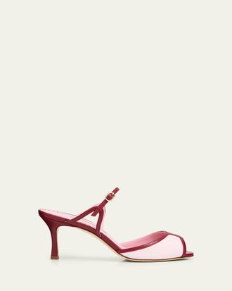 Manolo Blahnik 70mm Versa Leather Mule Sandals