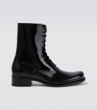 The Row Kai patent leather lace-up boots