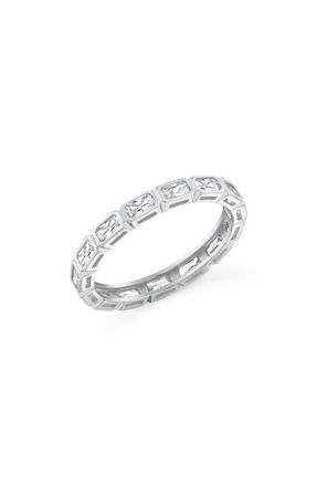 Crislu Baguette-Cut Cubic Zirconia Eternity Band Ring in Pure Platinum /Clear Stone at Nordstrom, Size 7