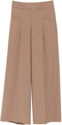 Closed Wide Leg Pleated Broeken - Dames - Wijde Broeken - Beige - W26 L32 - Broeken
