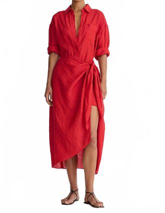Apiece Apart Alessandra Sarong Shirt Dress In Racing Red