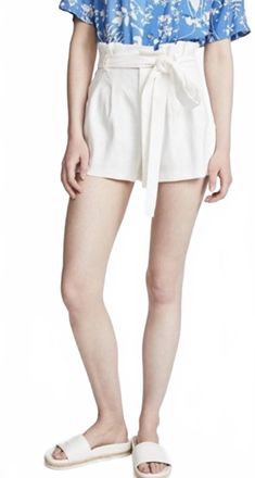 Alice & Olivia Laurine Paper Bag Waist Short In Off White