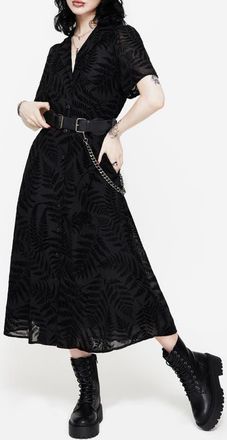 Disturbia Lunafern Fern Midi Shirt Dress in Black at Nordstrom, Size 10