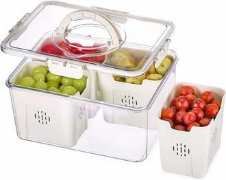 OEM Recipiente Frigor&iacute;fico De Gran Capacidad Con Tapa, Asa, Escurridor, 4 Coladores, Herm&eacute;tico, Para Aperitivos Y Ensaladas