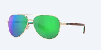 Costa Unisex Peli Polarized Aviator Sunglasses In Brushed Gold Green Mirror