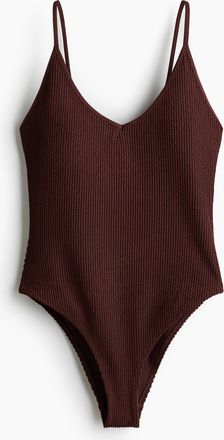 H&M Badeanzug mit wattierten Cups und High Leg - Brown