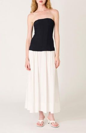 Nia Estela Strapless Mixed Media Dress in Dark Indigo/Ivory at Nordstrom, Size X-Small
