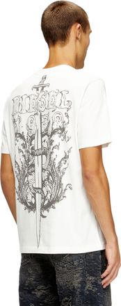 Diesel Cotton t-shirt with graphic print on back - T-Shirts - Man - White